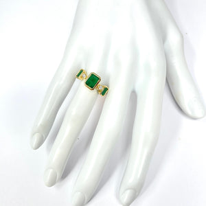 14K Effy Bezel Set Emerald And Diamond Ring