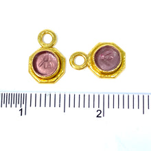 Load image into Gallery viewer, 19K Elizabeth Locke Mulberry Venetian Glass Intaglio “Bee” Earring Charms