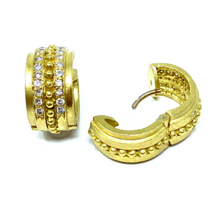 18K Diamond Beaded Hoop Earrings