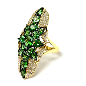 14K Tsavorite Garnet And Diamond Ring