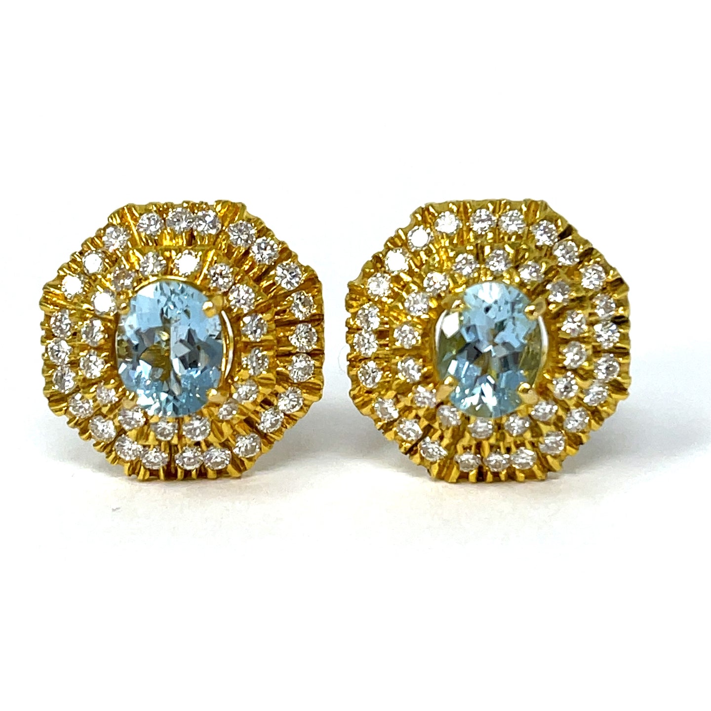 18K Aquamarine And Diamond Earrings