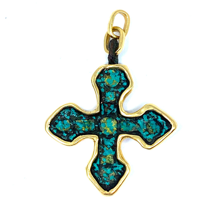 18K And Bronze Byzantine Era Cross