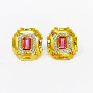 14K Pink Tourmaline And Diamond Earrings