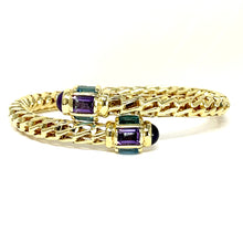 Load image into Gallery viewer, 14K Amethyst And Blue Topaz Bypass Bangle