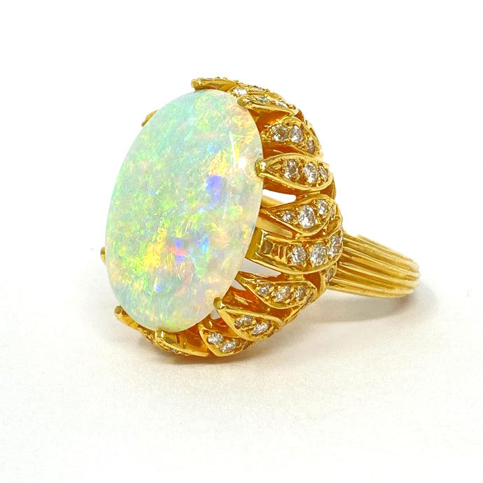 14k Opal And Diamond Ring