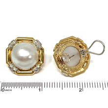 Load image into Gallery viewer, 14K Diamond Mabe Pearl Earrings