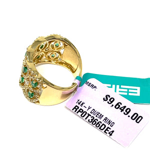 14K EFFY Emerald And Diamond Ring