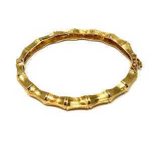 14K Yellow Gold Bamboo Motif Bangle Bracelet