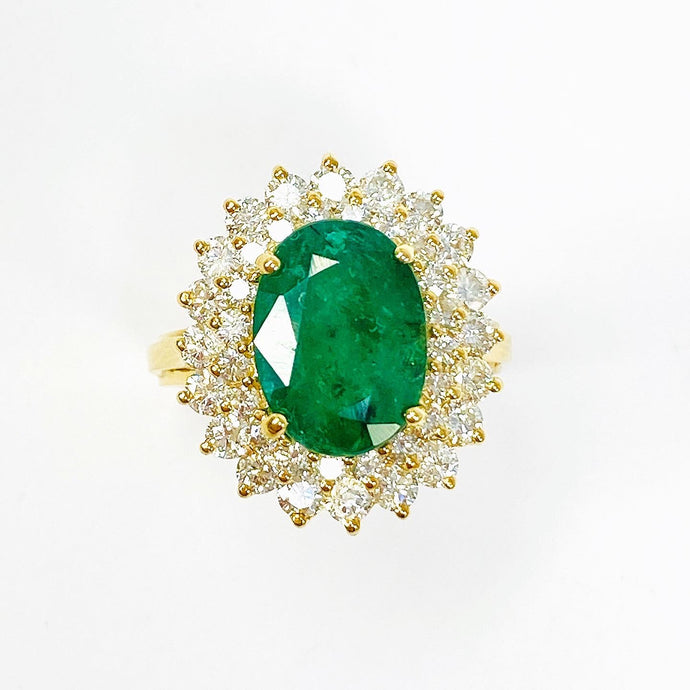 14K Emerald And Diamond Ring