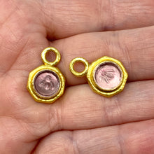 Load image into Gallery viewer, 19K Elizabeth Locke Mulberry Venetian Glass Intaglio “Bee” Earring Charms