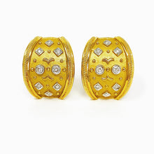 Load image into Gallery viewer, 18K Diamond Beaded Etruscan Earrings