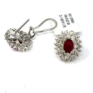 18k Diamond And Ruby Earrings