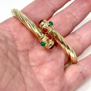 14K Italian Gemstone Bypass Cable Bangle