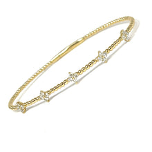 Load image into Gallery viewer, 14K Beaded Diamond Station Bangle