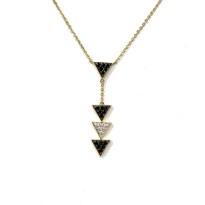 14k Black And White Diamond Y Necklace