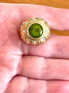 14K Peridot And Diamond Ring