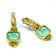 Load image into Gallery viewer, 19K Elizabeth Locke Lime Venetian Glass Intaglio “Chimera” Earring Charms With Cabochon Peridot