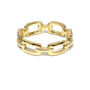 14K Diamond Chain Link Ring