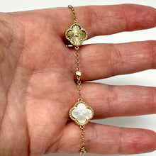 Load image into Gallery viewer, 14K Mother Of Pearl And Diamond Clover Bracelet