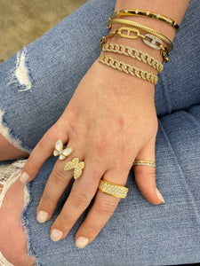 18k Yellow Gold Mother Of Pearl And Diamond Butterfly Ring