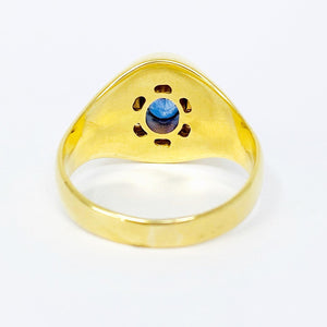 14K Mens Sapphire And Diamond Ring