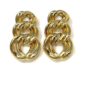 14K Italian Double Link Drop Earrings