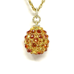 18K Orange And Yellow Sapphire And Diamond Pendant