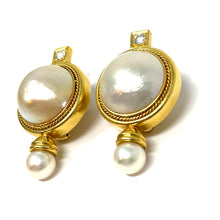 Load image into Gallery viewer, 18K Mabe Pearl And Diamond Earrings