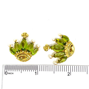 18K Cynthia Bach Peridot And Pearl Earrings