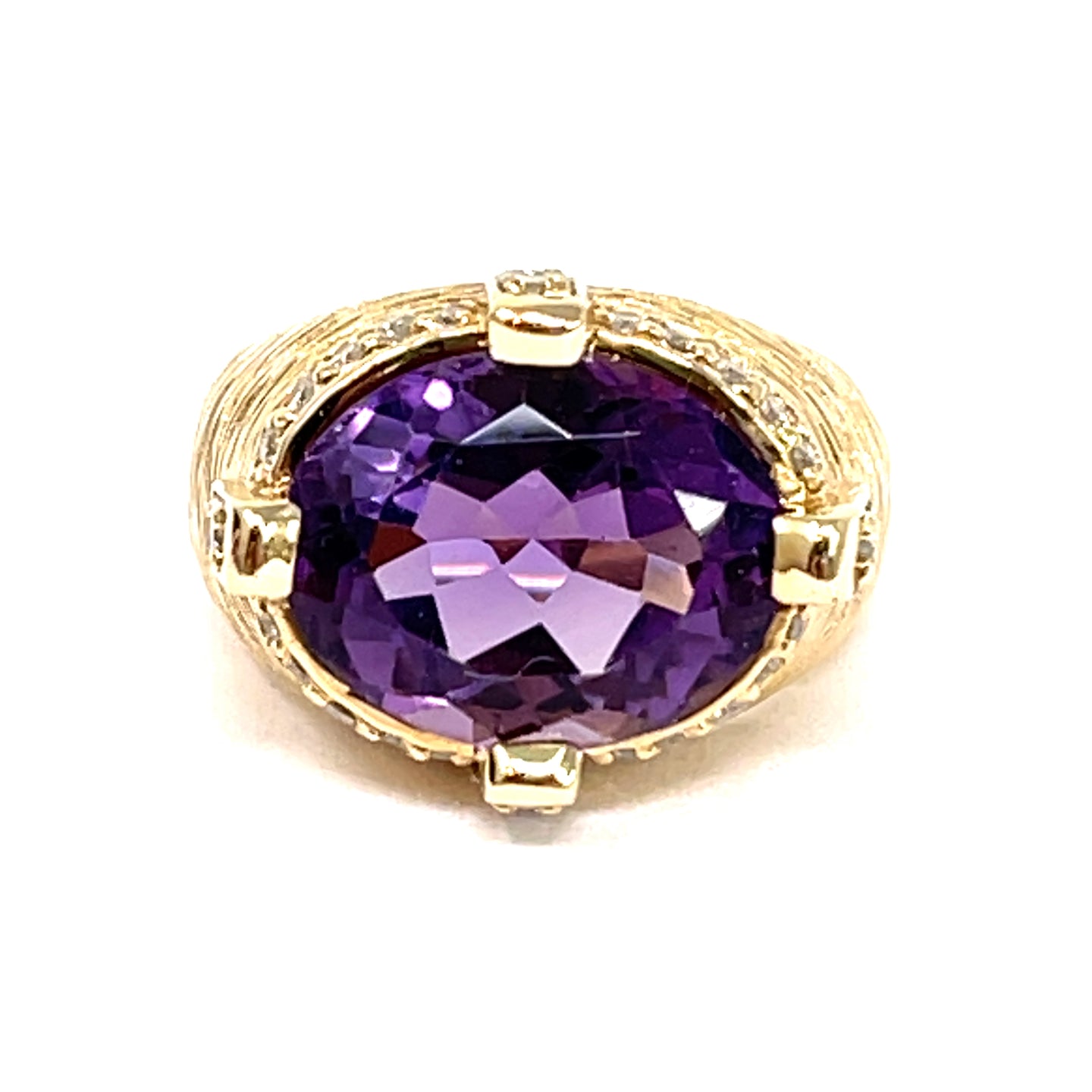 14K Amethyst And Diamond Ring