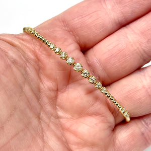 14K Beaded Diamond Bangle