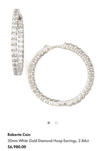 18K Roberto Coin 2.84 Tcw Diamond Inside Out Hoop Earrings MSRP $6980