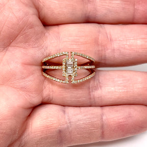 10K Rose Gold Diamond Trendy Ring