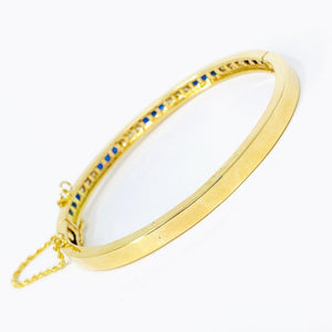 14K Sapphire And Diamond Bangle