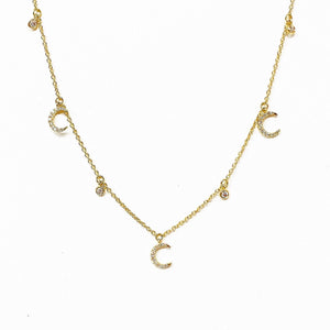 14k Diamond Crescent Moon Necklace/Choker