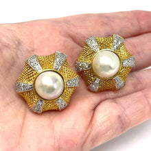 Load image into Gallery viewer, 14K Mabe Pearl And Diamond Earrings