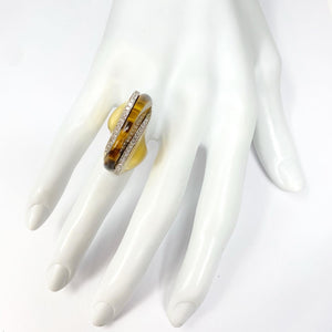 18K Vintage Tigers Eye Diamond Ring