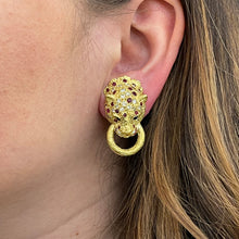 Load image into Gallery viewer, 18K Ruby And Diamond Panther Earrings