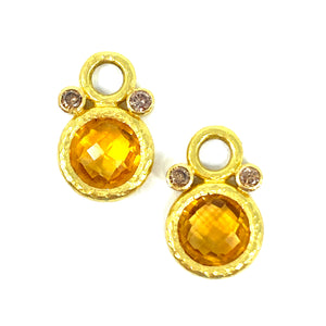 19K Elizabeth Locke Citrine And Diamond Earring Charms