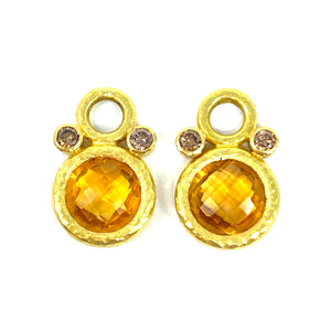 19K Elizabeth Locke Citrine And Diamond Earring Charms