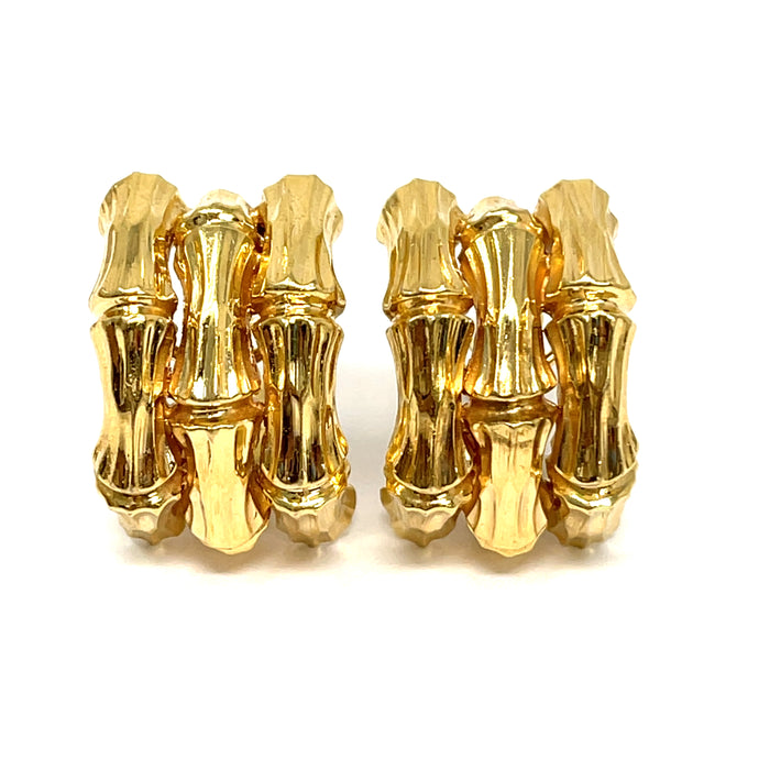 14K Triple Bamboo Earrings