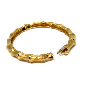 14K Yellow Gold Bamboo Motif Bangle Bracelet