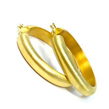 Load image into Gallery viewer, 14K Italian Large Brush Finish Hoop Earrings