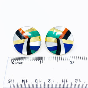 14K Asch Grossbardt Inlay Earrings