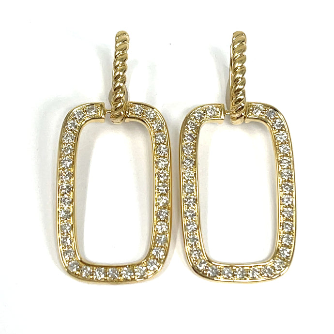 14K Rectangle Diamond Dangle Earrings