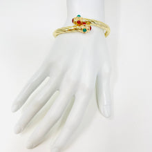 Load image into Gallery viewer, 14K Italian Gemstone Bypass Cable Bangle