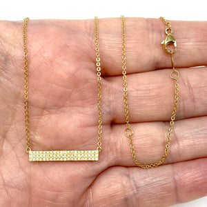 10K Three Row Bar Necklace