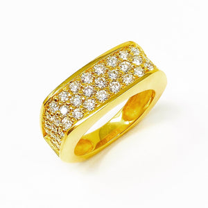 14K Squared Pave Diamond Band