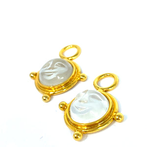 14K Medium Man In The Moon Moonstone Earring Charms