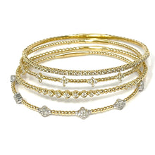 Load image into Gallery viewer, 14K Beaded Diamond Station Bangle